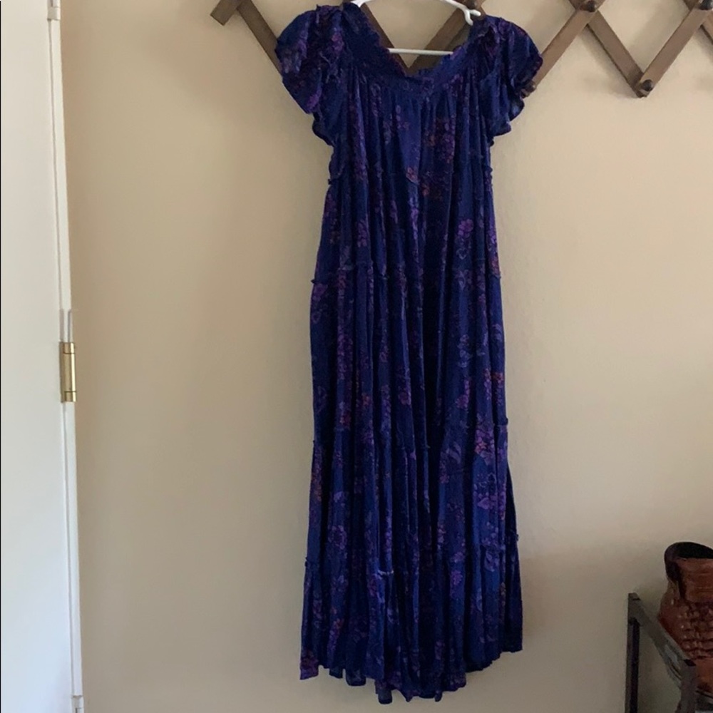 Free People Size Small Indigo Barclay Maxi Dress